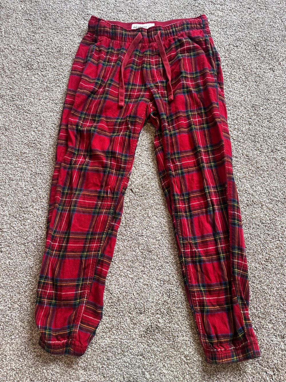 Men's Abercrombie & Fitch Red Plaid Jogger Sweatpants